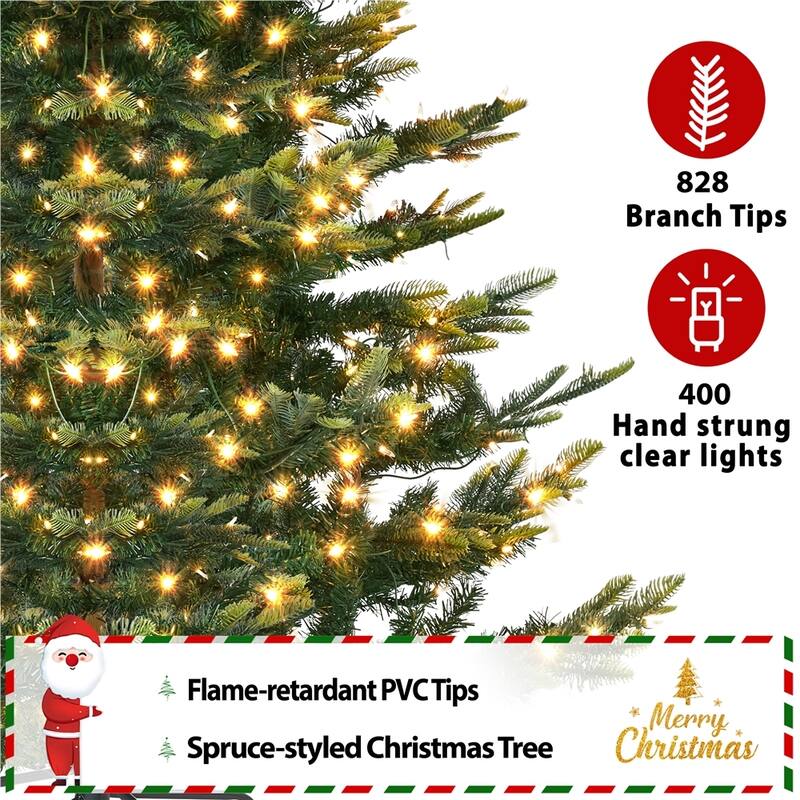 Yaheetech Pre-Lit Christmas Tree Artificial Christmas Tree with Warm White Incandescent Lights