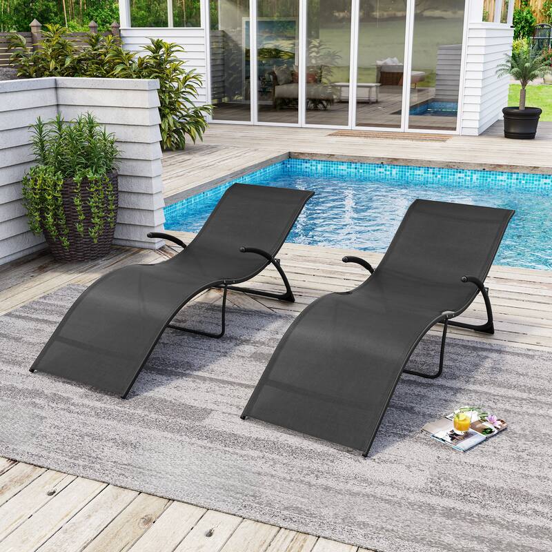 Crestlive Products Outdoor Aluminum Chaise Lounge Chair with Adjustable Backrest
