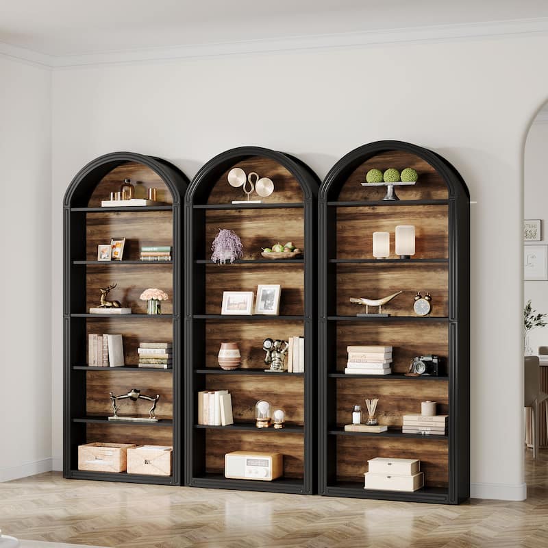 6-Tier Tall Arched Bookshelf for Living Room, Bedroom - 11.81"D x 31.5"W x 75.98"H