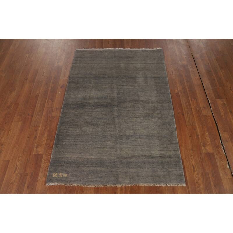 Gray Modern Gabbeh Oriental Foyer Rug Hand-Knotted Wool Carpet - 3'3"x 4'11"