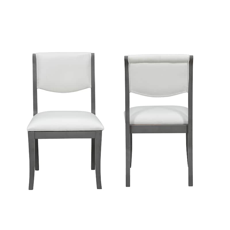 Upholstered Dining Chairs Set of 2 - Traditional Elegant Fabric Side Chairs with Curved Lines, Solid Hardwood Frame
