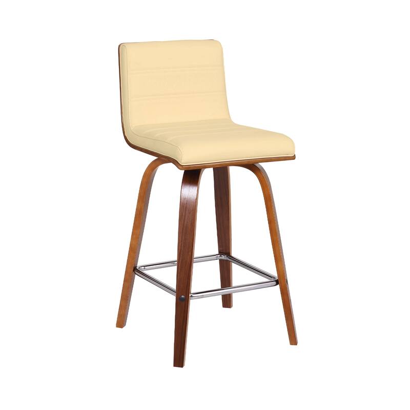 Skara Mid-Century Swivel Counter Stool, Upholstered Counter Height Chair with Bentwood Legs