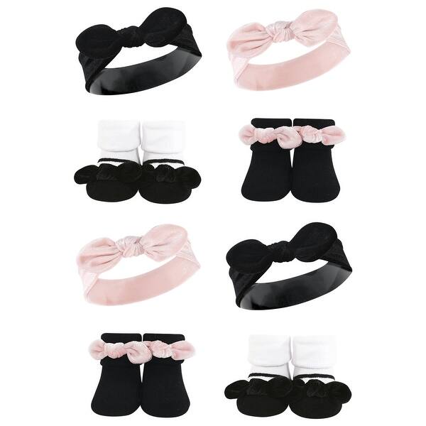 slide 1 of 1, Hudson Baby Infant Girl 8Pc Headband and Socks Set, Velvet Knot, 0-9 Months - Velvet Knot Velvet Knot - 0-9 Months
