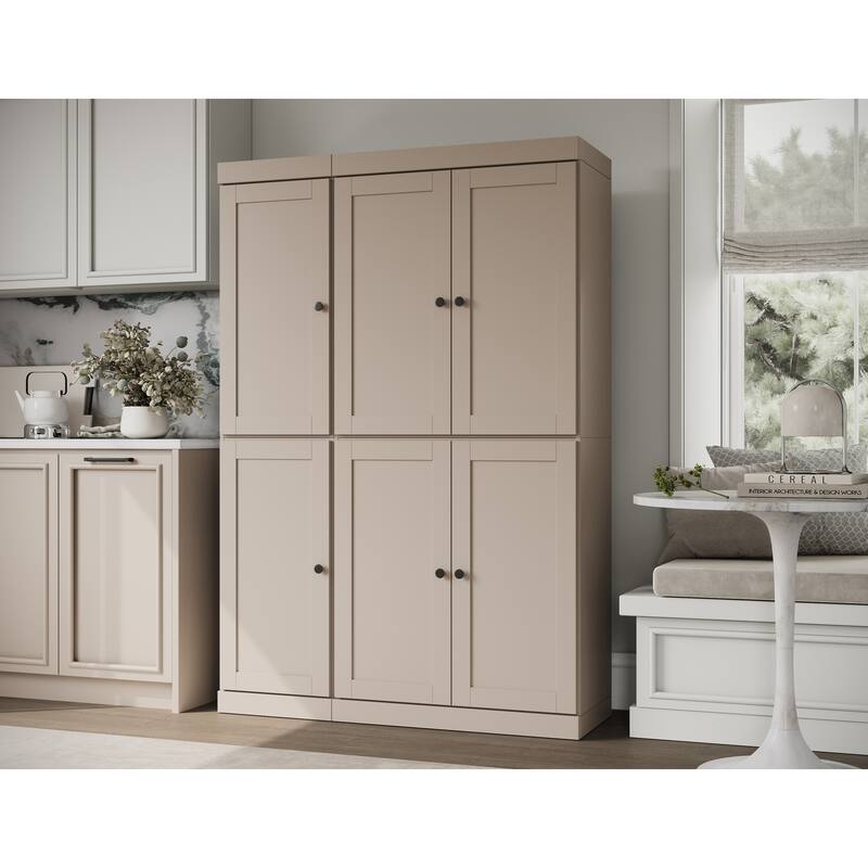 Palace Imports 100% Solid Wood 48.5" Pantry Cabinet with Shaker Doors and Adjustable Shelves - Beige