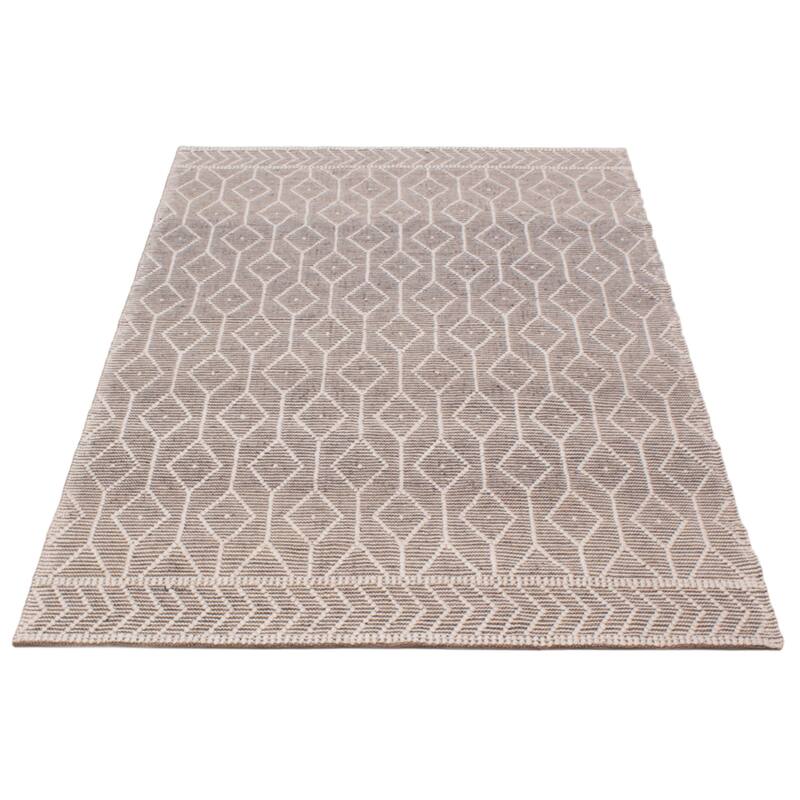 ECARPETGALLERY Braid weave Sienna Grey Wool Rug - 6'0 x 8'10