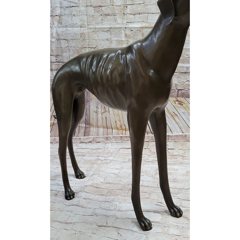 Art Deco Hand Made Dark Patine Greyhound Dog Bronze Sculpture Home Decoration