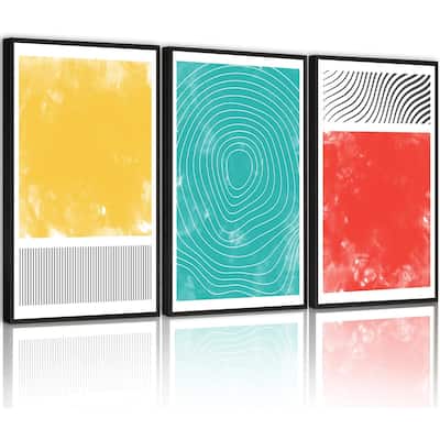 Minimalist Abstract Framed Wall Art Modern Colorful Line