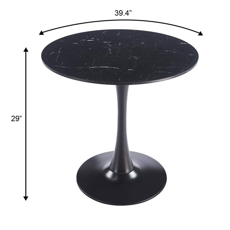 Bristol Modern Solid Wood Top Dining Table with Powder Coated Stainless Steel Pedestal Black Base for Home Kitchen or Restaurant
