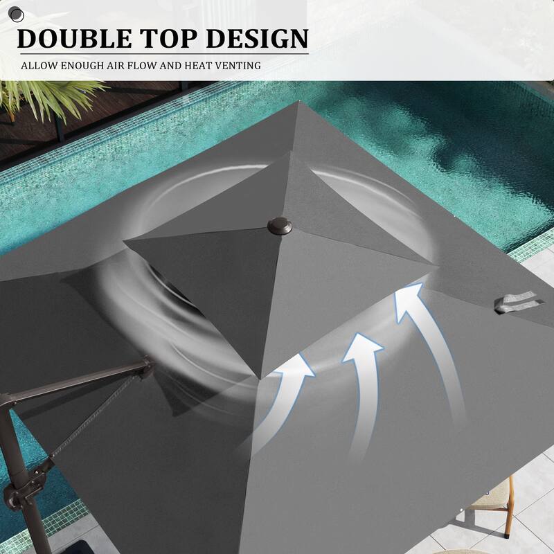 VredHom Patio Cantilever Offset Umbrella 360 degrees Rotation