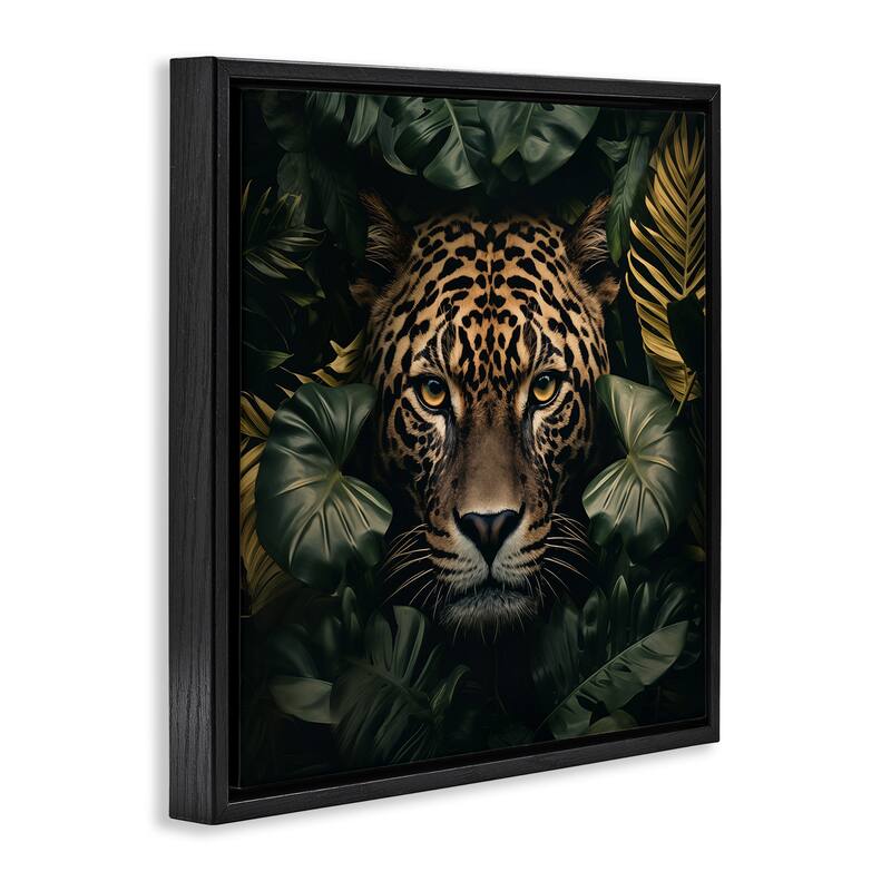 Stupell Leopard in Exotic Palms Framed Floater Canvas Wall Art Design By Heidi Kuntz