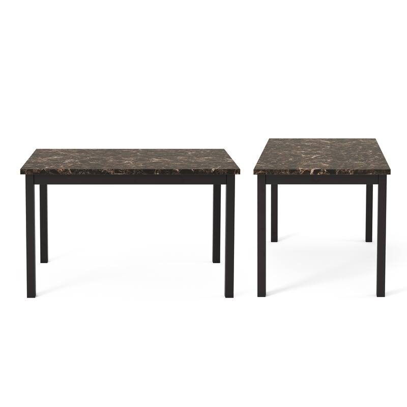 DH BASIC Modern Black 48" Faux Marble Dining Table by Denhour