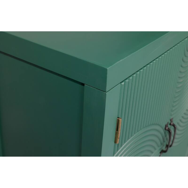 Sideboard Cabinet with 4 Doors & Metal Handles, Wooden Kitchen Pantry Cabinet, Entryway Table with 2 Storage Shelves