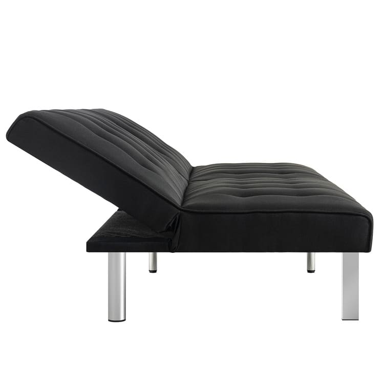 Tufted Mid-Century Modern Split Back Futon Sofa Couch Bed with Chrome Legs