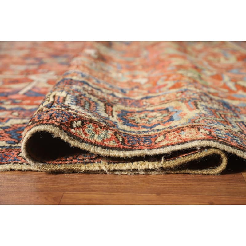 Hand Knotted Oriental 100% Wool Carpet Traditional Geometric Oranges & Rust Heriz (serapi) Area Rug - 11' 10'' X 9' 5''