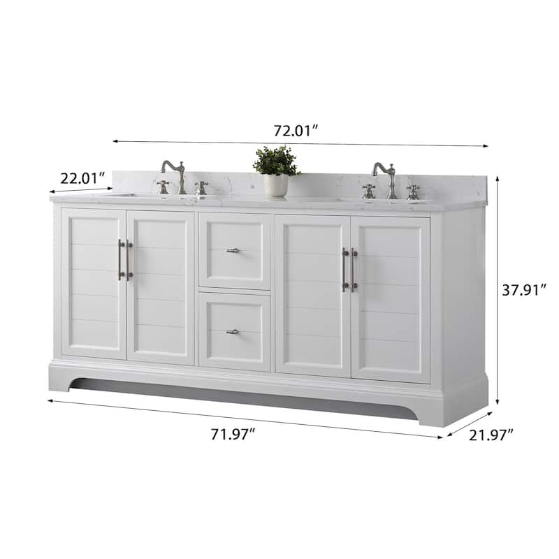 Vanity Art 72" Double Sink Bathroom Vanity with Top & Backsplash