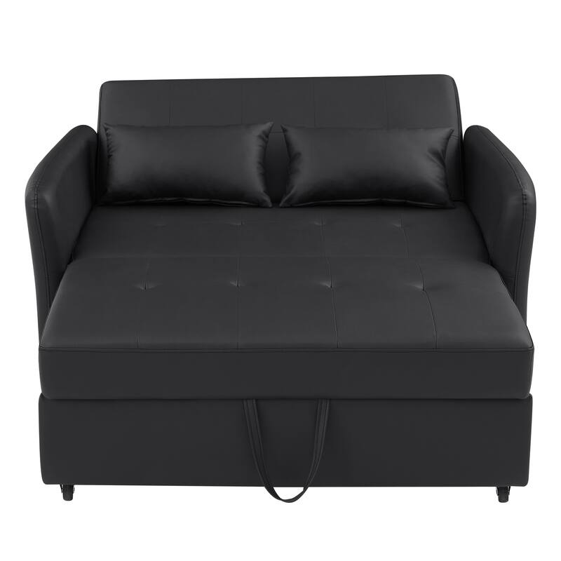 51.57" PU Convertible Sleeper Sofa with 3 USB Ports, 400lb Capacity, and Pull-Out Bed Mechanism