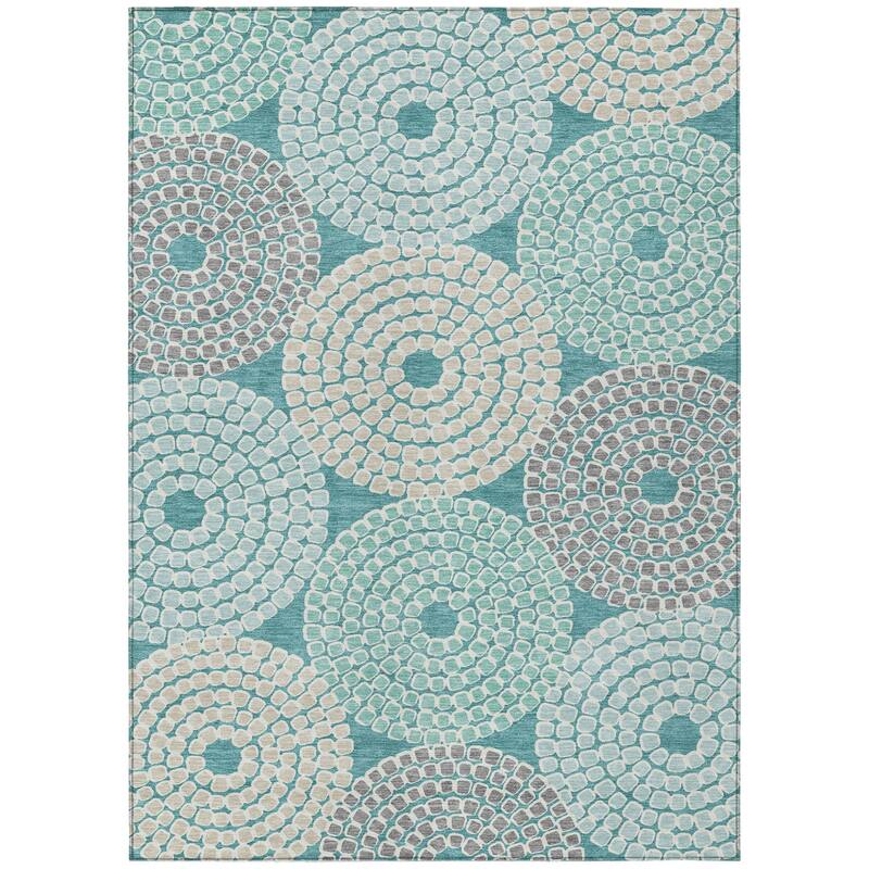 HomeRoots Geometric Transitional Rectangle Outdoor Rug