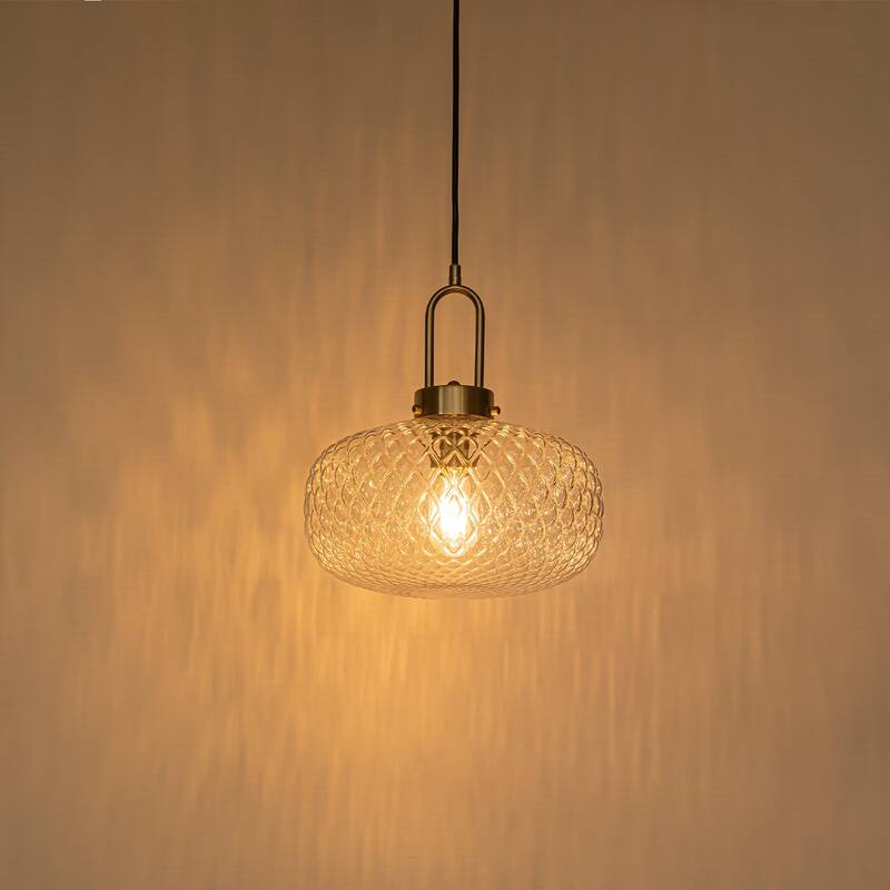 1-Light Modern Clear Glass Pendant Light - 11.8