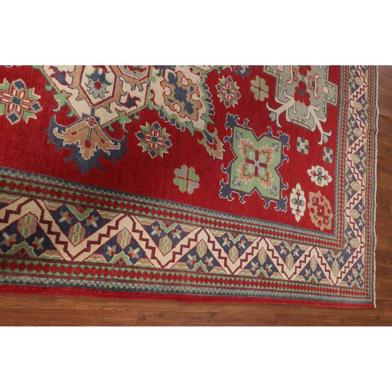 Red Kazak Oriental Area Rug Hand-Knotted Dining Room Wool Carpet - 6'8" x 9'9"