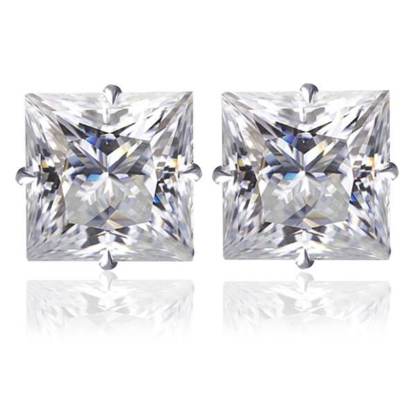 Precious Stars Jewelry 14k White Gold Cubic Zirconia 5-mm Birthstone Screwback Earring Studs 