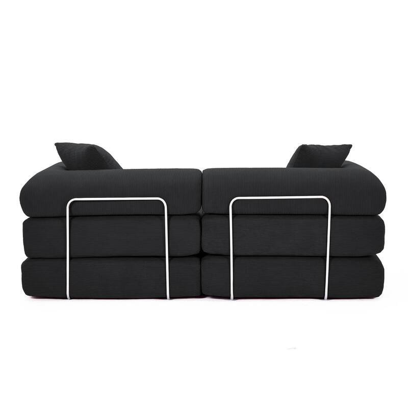 Modular Couch Sofa Bed, Convertible Design with Removable Armrests,Folding Mattress Couch for Small Spaces ,No Assembly