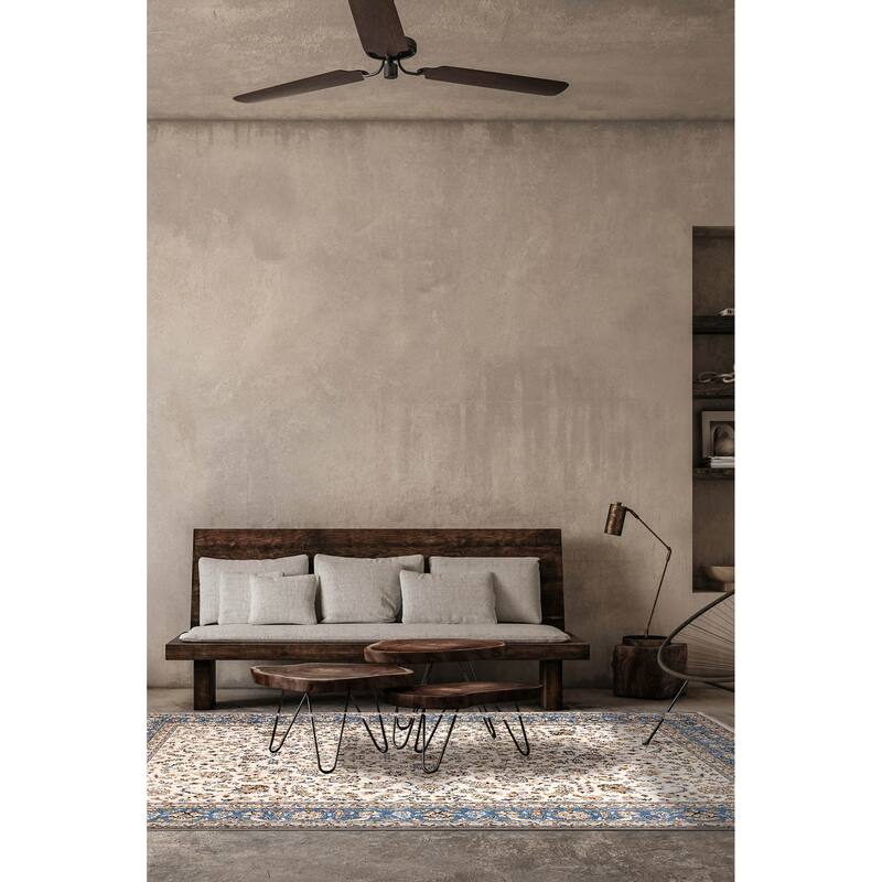 ECARPETGALLERY Hand-knotted Nain Cream Viscose, Wool Rug - 9'7 x 14'2