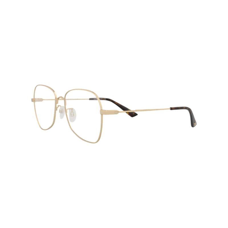 McQ Alexander McQueen Square-Frame Metal Optical Frames, Transparent Lens, Matte Light Gold Frame