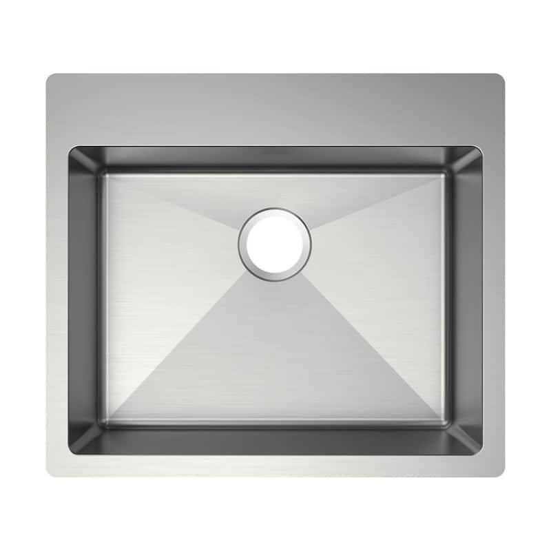 Crosstown 18 Gauge Stainless Steel 25" x 22" x 6" 0-Hole Single Bowl Dual Mount ADA Sink