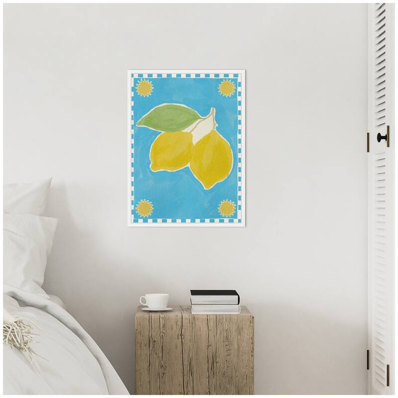 Kate and Laurel Sylvie Lush Duo 2 Lemon Framed Canvas by Shatha Al Dafai