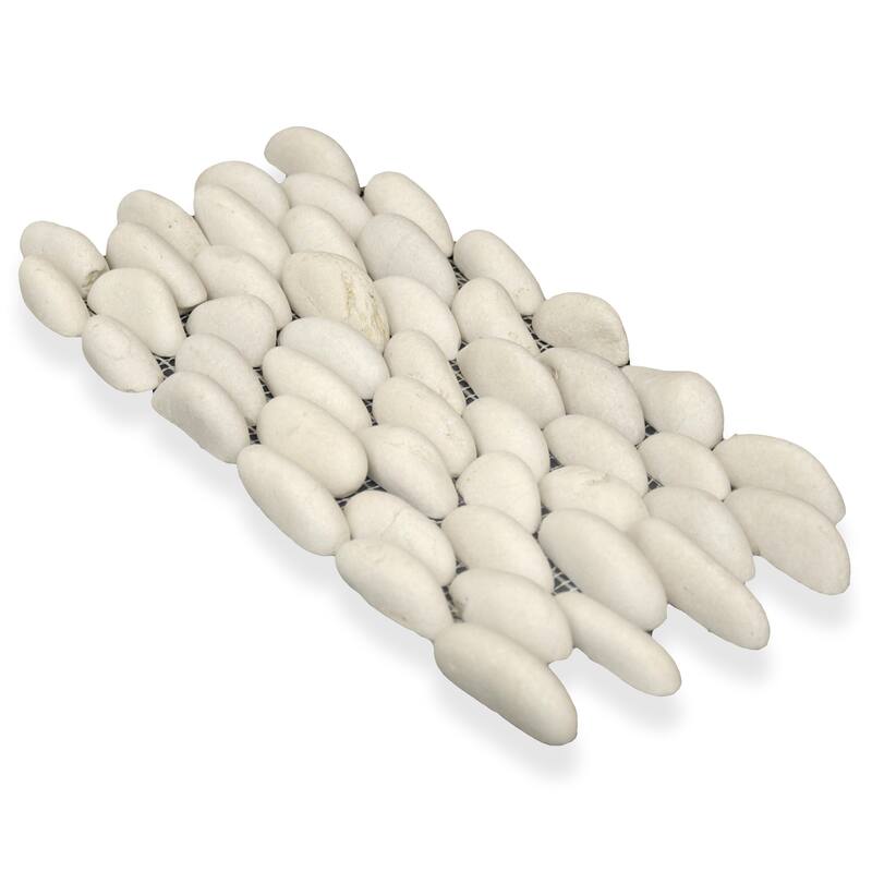 Stacked Pebble 6 in. x 12 in. Stone Mosaic Wall Tile - Antique Timor White Natural - 6 in. x 12 in.