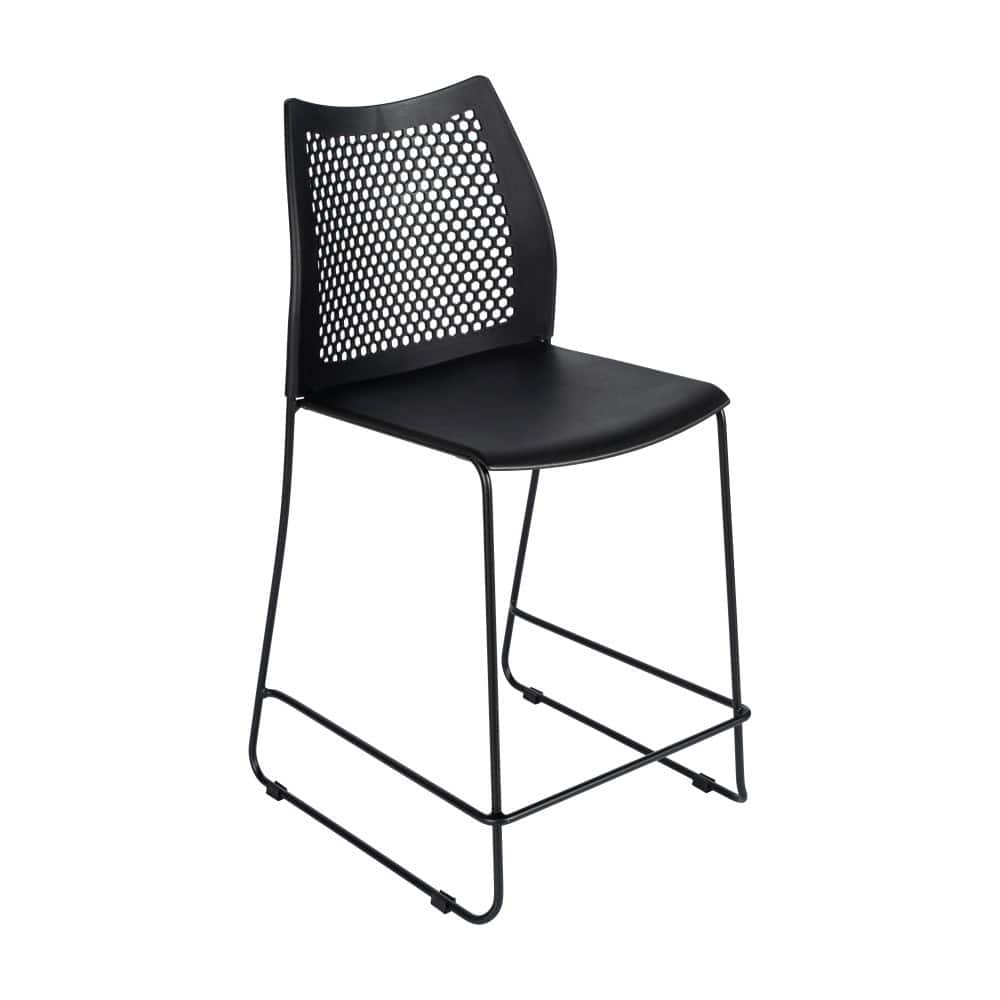 Stackable Sled Base Counterstool with Vented Back and Integrated Footrest - 19.75"W x 22"D x 37.5"H