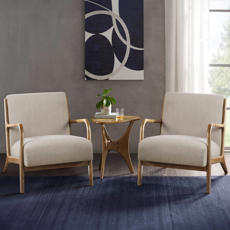 INK IVY Novak Mid Century Modern Accent Armchair - Set of 2 - Cream