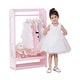 preview thumbnail 13 of 12, Teamson Kids Little Princess Dress Up Armoire with Mirror, Storage Hooks, Shoe Shelves, Hanging Rod, Pink Wardrobe Organizer