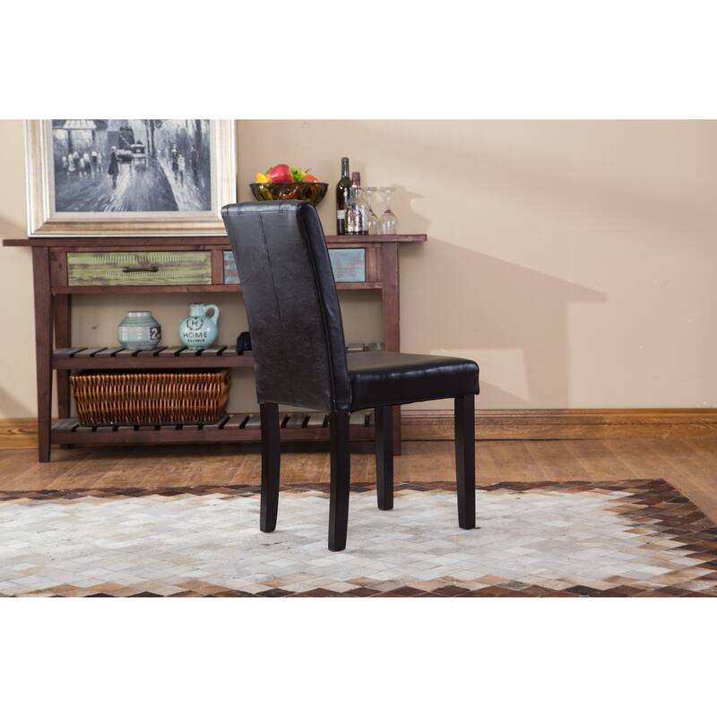 Modern Set of 2 Dining Chairs with Leather Backrest, Cushioned Seat, Solid Wood Legs for Dining Room Living Room Bedroom