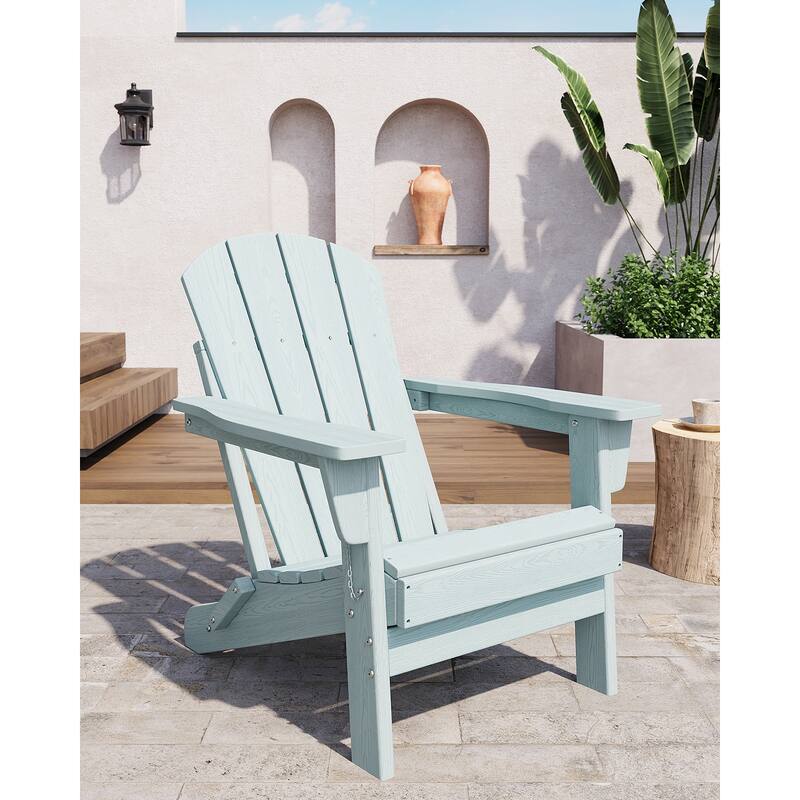 Folding Adirondack Chair, Outdoor Wooden Lounge Chair, Modern Lounger Adirondack Chair Ergonomic Extended Backrest