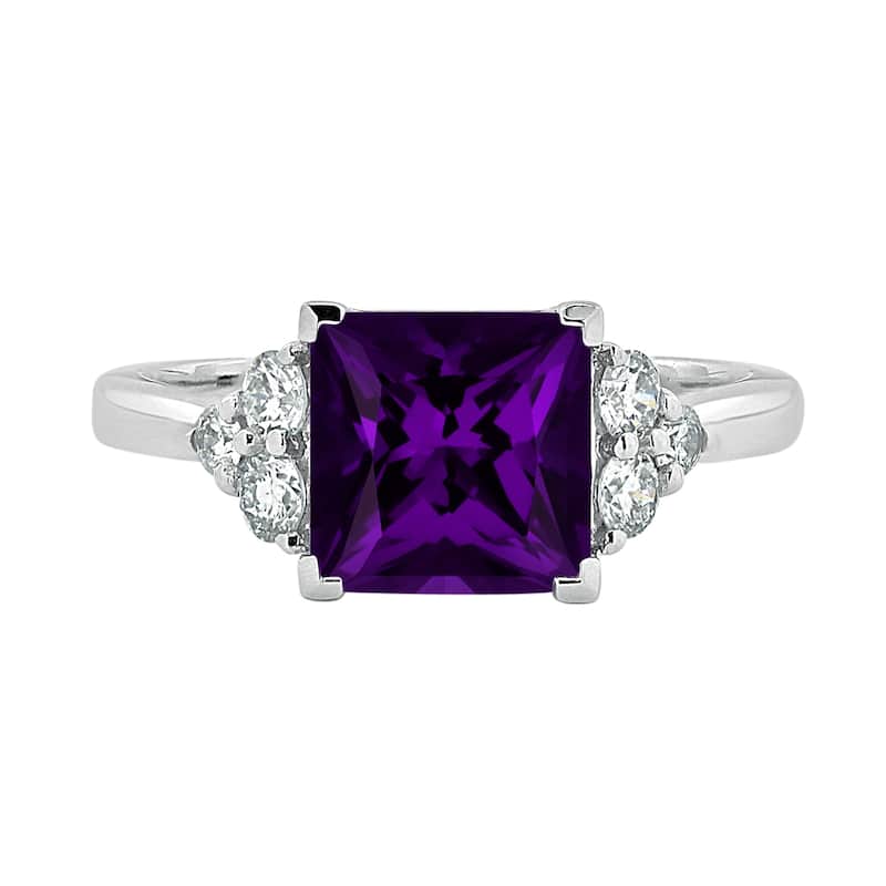 Auriya 1 7/8ct Princess-cut Purple Amethyst and Diamond Engagement Ring 1/3ctw 14k Gold