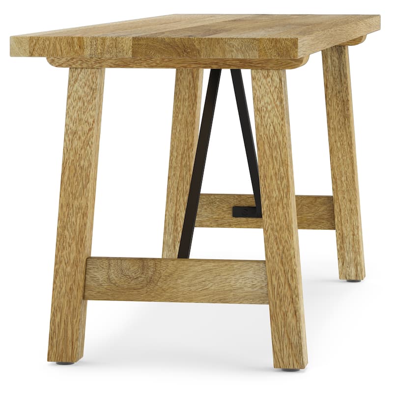 WYNDENHALL Jake SOLID MANGO WOOD 47 inch Wide Industrial Contemporary Bench in Natural - 14" d x 47" w x 17" h