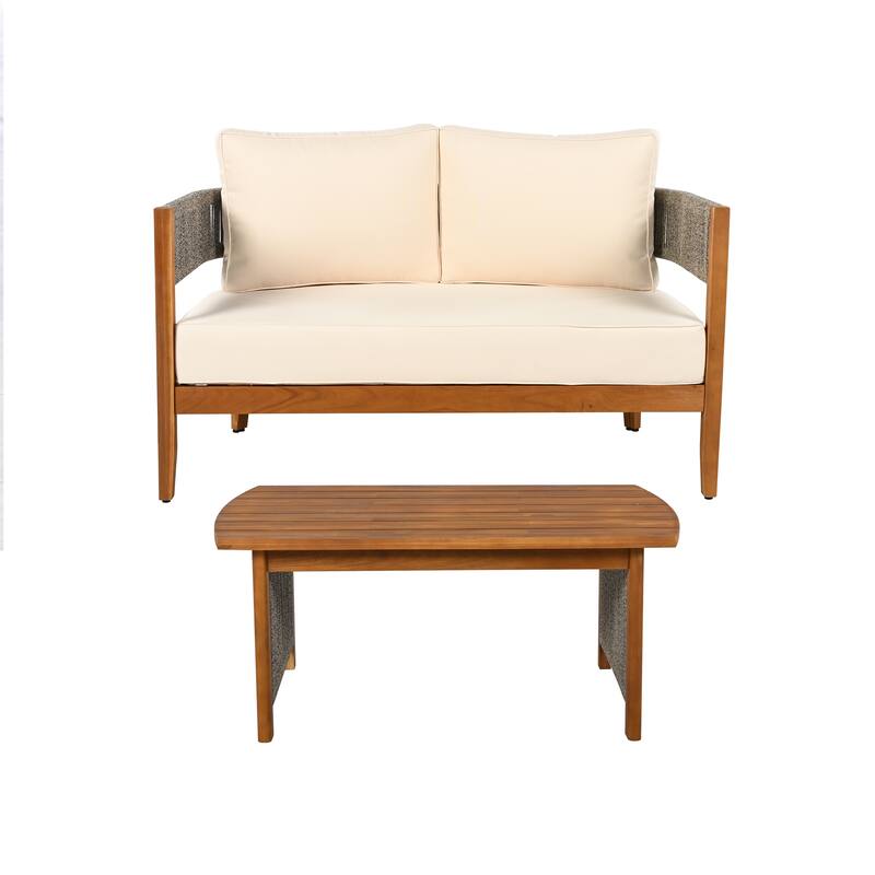 Christopher Knight Home - Zelphius Outdoor Acacia Wood Loveseat with Table