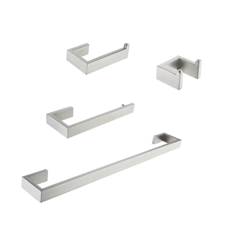 Interbath 4-Piece Bath Hardware Set with Towel Bar, Robe hook, Toilet Paper Holder and hand towel holder