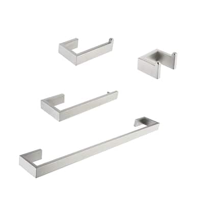 Interbath 4-Piece Bath Hardware Set with Towel Bar, Robe hook, Toilet Paper Holder and hand towel holder