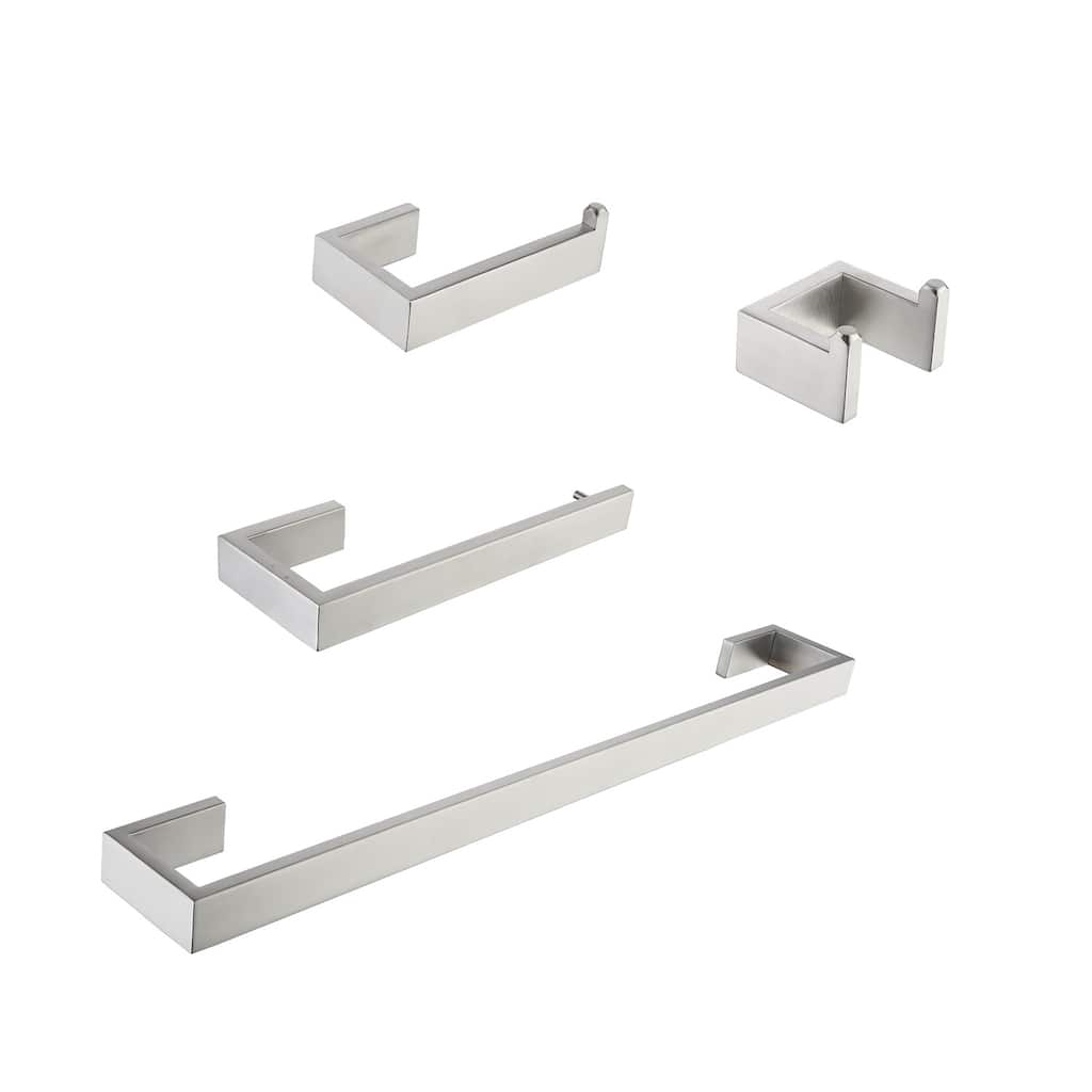 Interbath 4-Piece Bath Hardware Set with Towel Bar, Robe hook, Toilet Paper Holder and hand towel holder