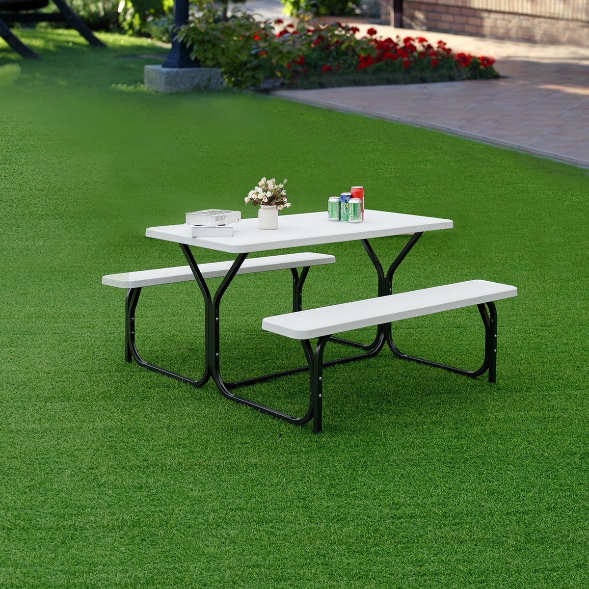 Shop Costway Picnic Table Bench Set Outdoor Backyard Patio Garden