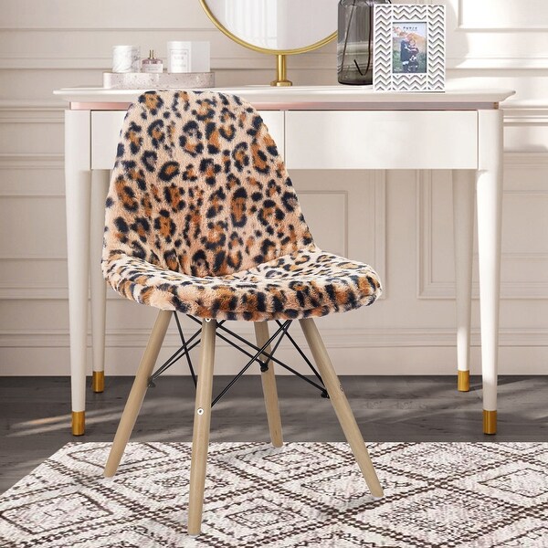 Fluffy Leopard Zebra Animal Print Armless Plush Faux Side Living Room Chairs With Wooden Legs Set Of 2 Overstock 33900565