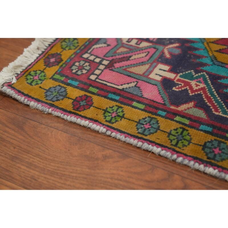 Hand Knotted Oriental 100% Wool Carpet Traditional Tribal Pink Tabriz Runner Rug - 9' 7'' X 2' 7''