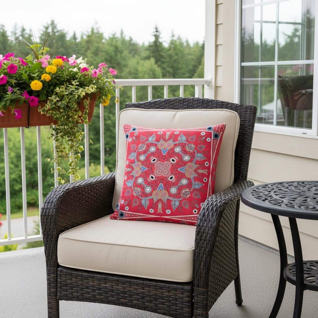 HomeRoots 16" x 16" Red Blown Seam Paisley Indoor Outdoor Throw Pillow - 16.00' X '5.00' X '16.00