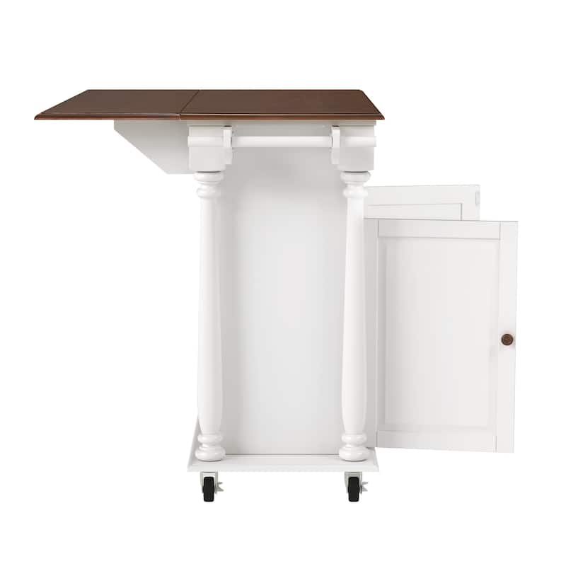 LUE BONA Kitchen Island Car With Solid Wood Top, Rolling Kitchen Trolley Cart with Large Storage Cabinet - N/A