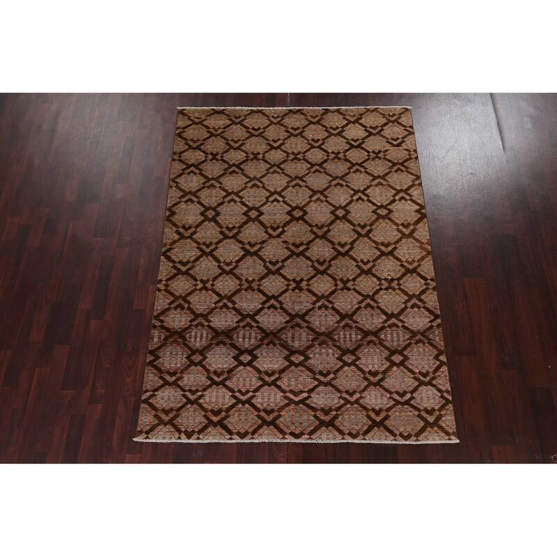 Geometric Gabbeh Kashkoli Oriental Area Rug Wool Hand-knotted Carpet - 5'7" x 7'9"