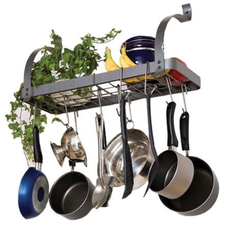 Shop Wall Mounted Metal Kitchen Storage Shelf Pot Rack Overstock