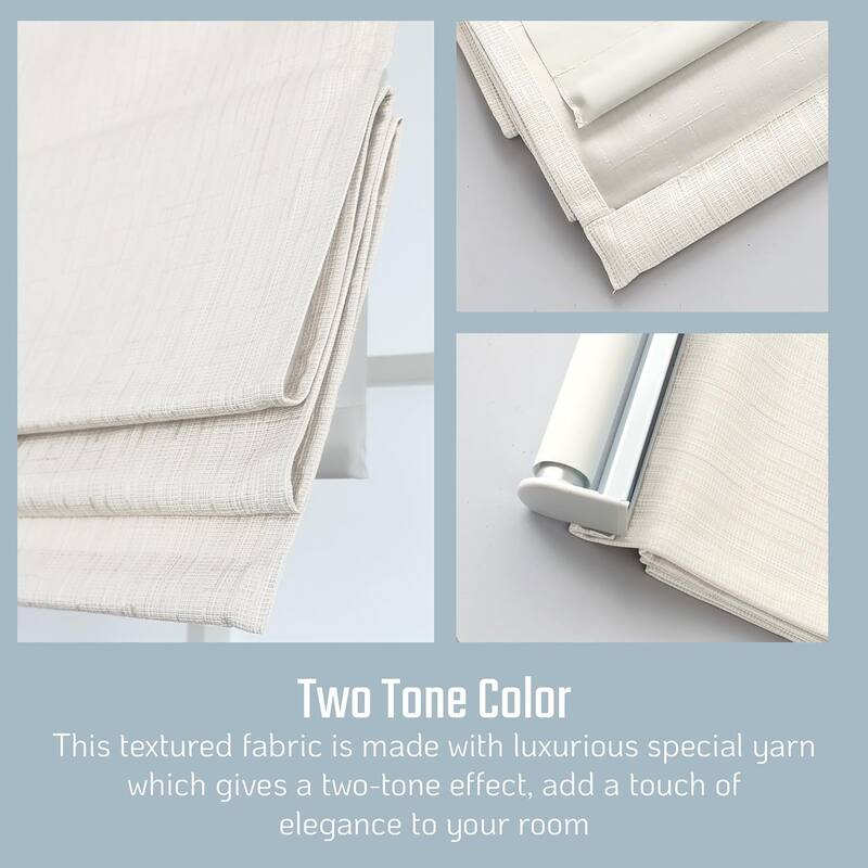Cordless Room Darkening Roman Shades for Windows, Textured Woven Thermal Insulated Roman Blind