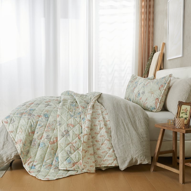 Patina Vie Maison Reversible Vintage Coastal Quilt Set